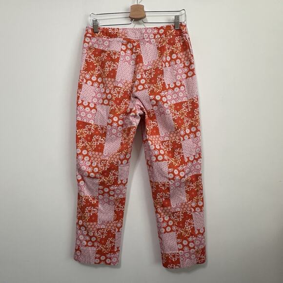 Harolds Pants 10 Orange Pink Patchwork Side Zip 30 x 25 Crop Boho Straight Party - Picture 7 of 8